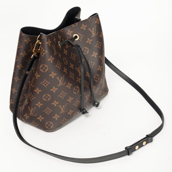 Louis Vuitton NeoNoe MM Monogram Canvas & Black Leather Bucket Bag - Picture 6 of 15